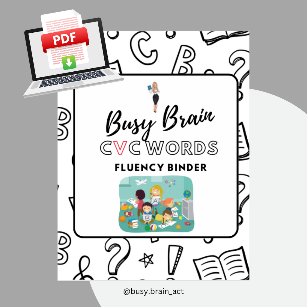 Busy Brain CVC Word Fluency Binder pdf